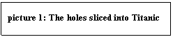 Text Box: picture 21: The holes sliced into Titanic