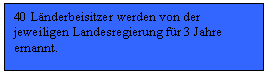 Text Box: 40 Lnderbeisitzer werden von der jeweiligen Landesregierung fr 3 Jahre ernannt.